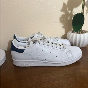 Adidas Stan Smith White Sneakers with Navy Accents